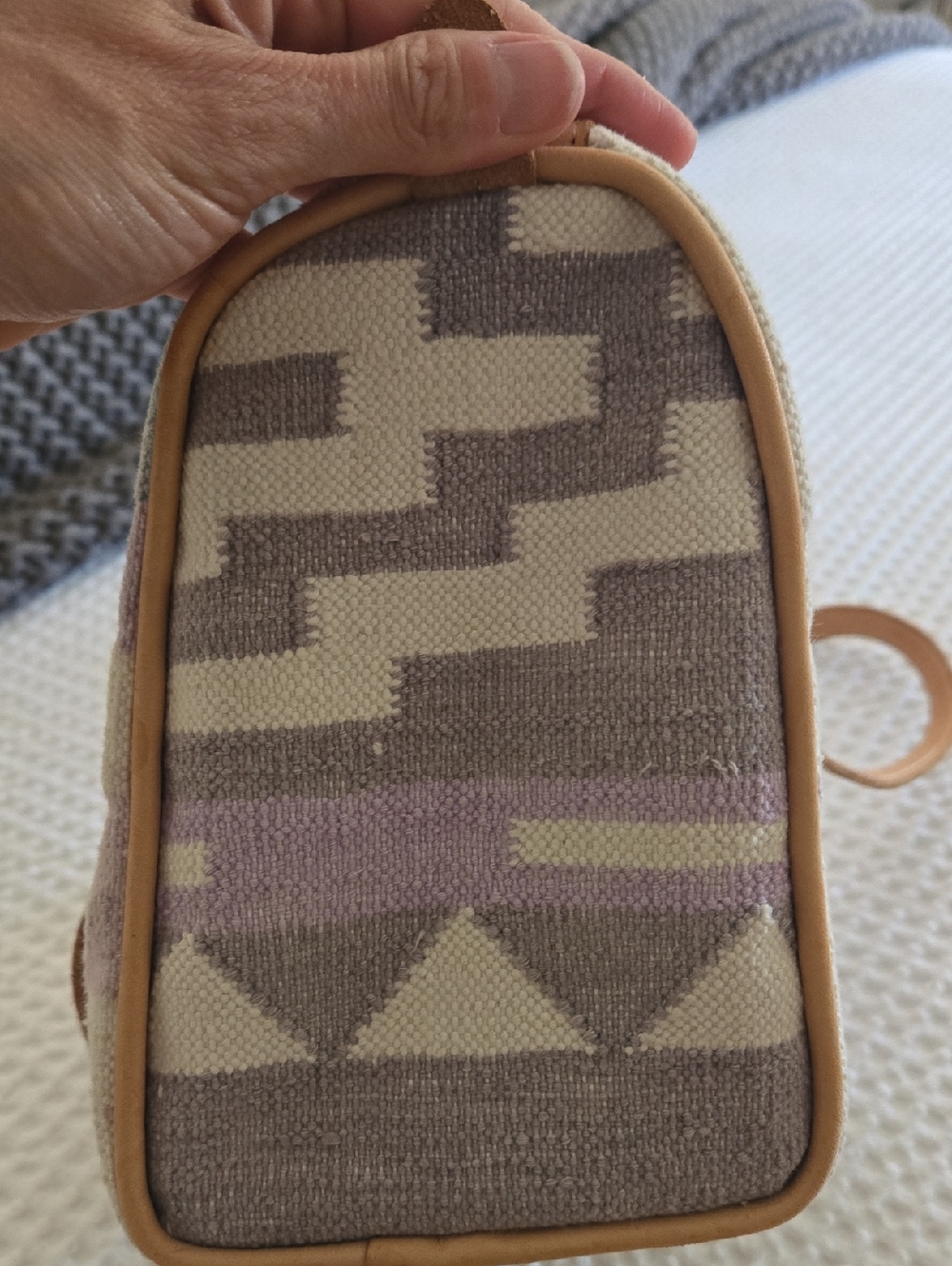 Banu Vintage Western Lavender Bag With Leather Trim. - Picture 5 of 7